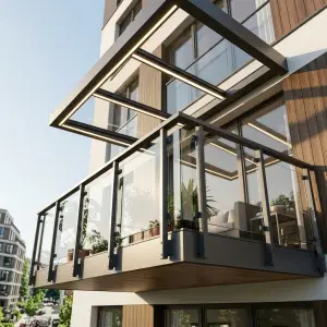 Kanopi Balkon Atap Kaca Rangka Aluminium Modern [2]