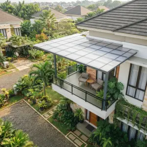 Kanopi Balkon Atap Polycarbonate Rangka Besi Hollow