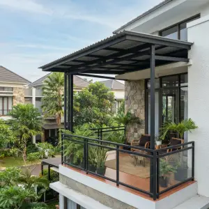 Kanopi Balkon Besi Hollow Finishing Powder Coat Atap Gelombang [2]