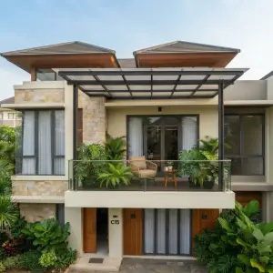 Kanopi Balkon Rangka Besi Hollow Atap Polycarbonate [2]