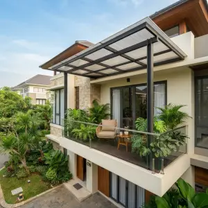 Kanopi Balkon Rangka Besi Hollow Atap Polycarbonate [3]