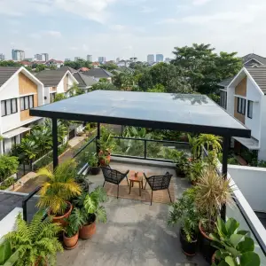 Kanopi Balkon Rangka Besi Hollow Atap Polycarbonate [3]