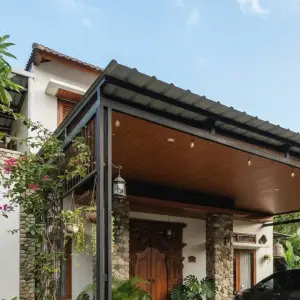 Kanopi Carport Baja Hollow Plafon Kayu Gaya Tropis [4]