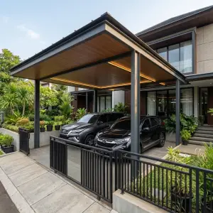 Kanopi Carport Besi Hollow Atap WPC 2 Mobil [4]