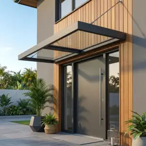 Kanopi Jendela Kaca Tempered Rangka Besi Hollow Finishing Powder Coat [2]
