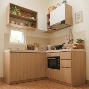 Kitchen Cabinet Set L-Shape Finishing Woodgrain [4]