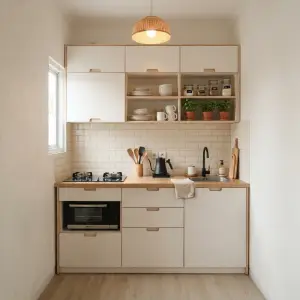 Kitchen Cabinet Set Minimalis Skandinavian dengan Open Shelf