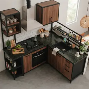 Kitchen Set Industrial L-Shape Top Granit Hitam [4]