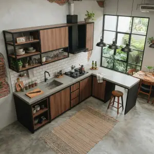 Kitchen Set L-Shape Industrial Rangka Besi Finishing HPL [3]