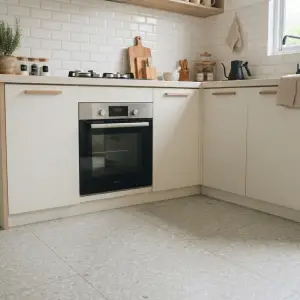 Kitchen Set L-Shape Scandinavian Cream Wood Accent [2]