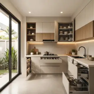 Kitchen Set Minimalis L-Shape dengan Upper & Lower Cabinet [4]