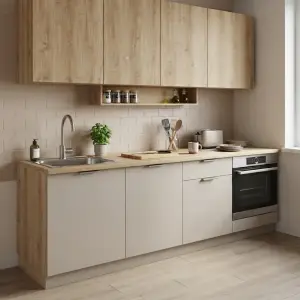 Kitchen Set Minimalis Two-Tone Oak & Greige [4]