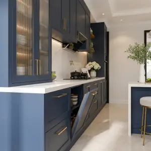 Kitchen Set Navy Shaker dengan Island dan Top Marmer [3]