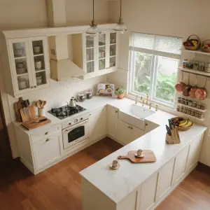 Kitchen Set Shaker Style Finishing Doff Ivory dengan Top Table Marmer [2]