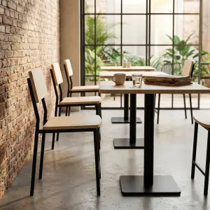 Kursi Cafe Besi Kayu Gaya Industrial Minimalis