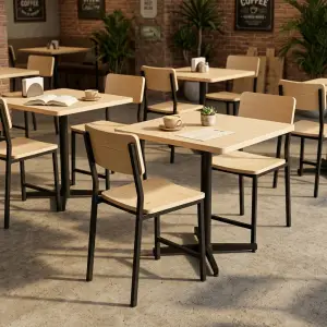Kursi Cafe Besi Kayu Gaya Industrial Minimalis [4]