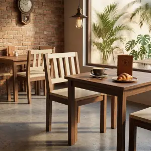 Kursi Cafe Kayu Slat Back Dua Tone [2]