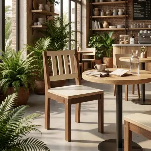 Kursi Cafe Kayu Slat Back Dua Tone [4]