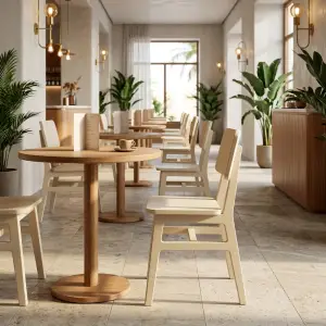Kursi Cafe Kayu Solid Finishing Putih Krem [3]
