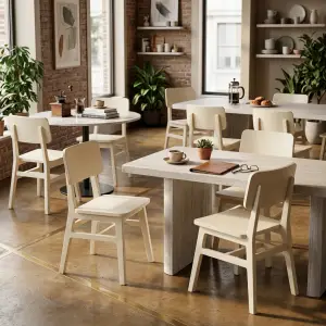Kursi Cafe Kayu Solid Finishing Putih Krem [4]