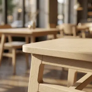 Kursi Cafe Kayu Solid Finishing Putih Krem [5]
