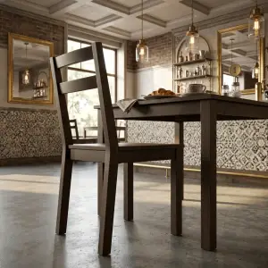 Kursi Cafe Kayu Solid Ladderback Dark Walnut [3]