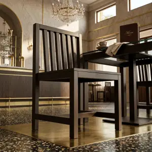 Kursi Cafe Kayu Solid Slat Back Wenge [4]