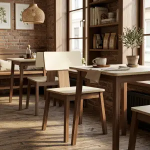 Kursi Cafe Kayu Walnut Sandaran Plywood [2]