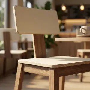 Kursi Cafe Kayu Walnut Sandaran Plywood [3]