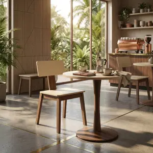 Kursi Cafe Kayu Walnut Sandaran Plywood [5]