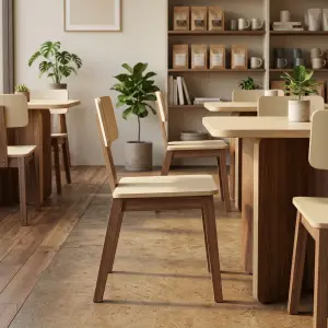 Kursi Cafe Kayu Walnut Sandaran Plywood [6]