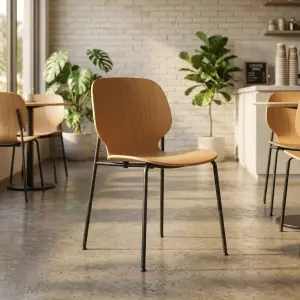 Kursi Cafe Plywood Rangka Besi Hitam [2]