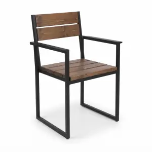 Kursi Cafe Rangka Besi Kayu Industrial Armrest [5]