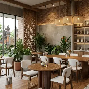 Kursi Cafe Rangka Kayu Solid Dudukan Berlapis [2]