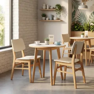Kursi Makan Kayu Rangka Solid Sandaran Panel — Seri Cafe [2]