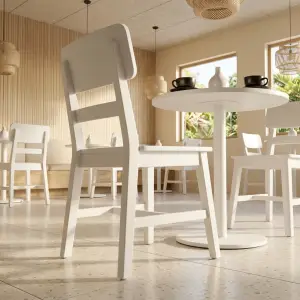 Kursi Makan Kayu Solid Sandaran Slat Finishing Duco Putih [3]