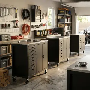 Lemari Besi Beroda dengan Laci dan Pintu Kabinet