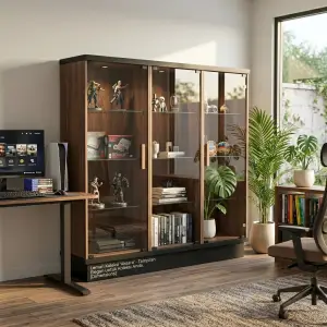 Lemari Display Kaca 3 Pintu Kayu Walnut [4]