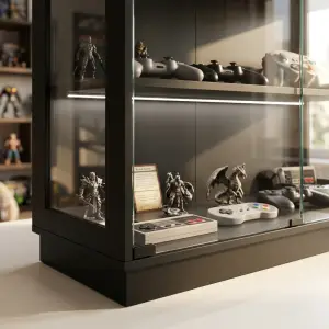 Lemari Display Kaca dengan Lampu LED dan Rak Bertingkat [5]