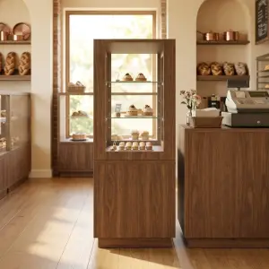 Lemari Display Kaca Kayu dengan Laci Penyimpanan [3]