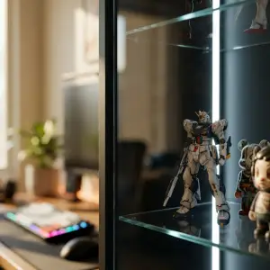 Lemari Display Kaca Pintu Tunggal dengan Lampu LED [3]