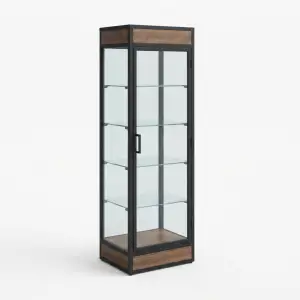 Lemari Display Kaca Rangka Besi Finishing Kayu