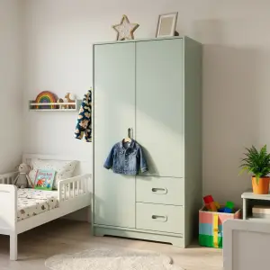 Lemari Pakaian 2 Pintu dengan Laci Sage Green [5]