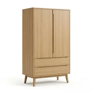 Lemari Pakaian 2 Pintu dengan Laci Scandinavian Oak