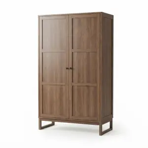 Lemari Pakaian 2 Pintu Panel Kayu Walnut