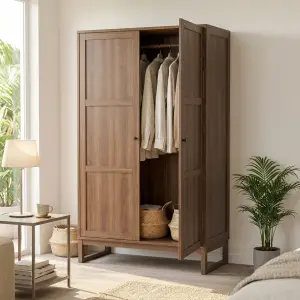 Lemari Pakaian 2 Pintu Panel Kayu Walnut [2]