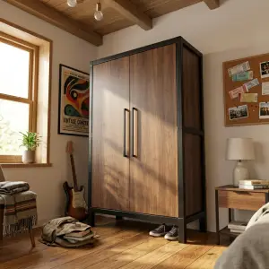 Lemari Pakaian 2 Pintu Rangka Besi Finishing Kayu Walnut [3]