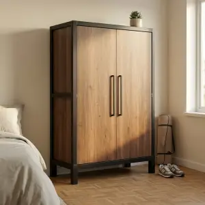 Lemari Pakaian 2 Pintu Rangka Besi Finishing Kayu Walnut [4]