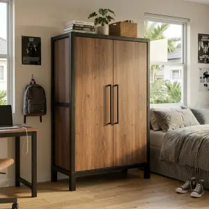 Lemari Pakaian 2 Pintu Rangka Besi Finishing Kayu Walnut [5]