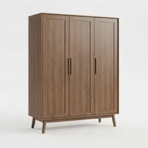 Lemari Pakaian 3 Pintu Gaya Scandinavian Kayu Solid